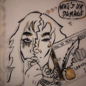 what’s ur damage, hand painted by me graphic tee